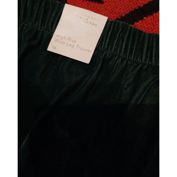 Lauren Conrad Green Velvet Pants Size 16 With Zipper Closure & Stretch Waistband - Picture 11 of 11